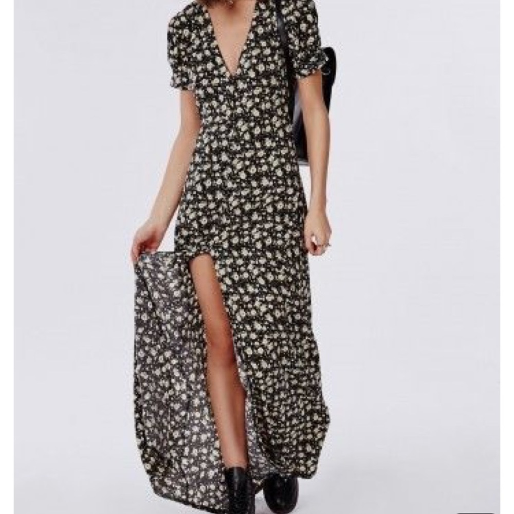 HIGH LOW FLORAL MAXI DRESS